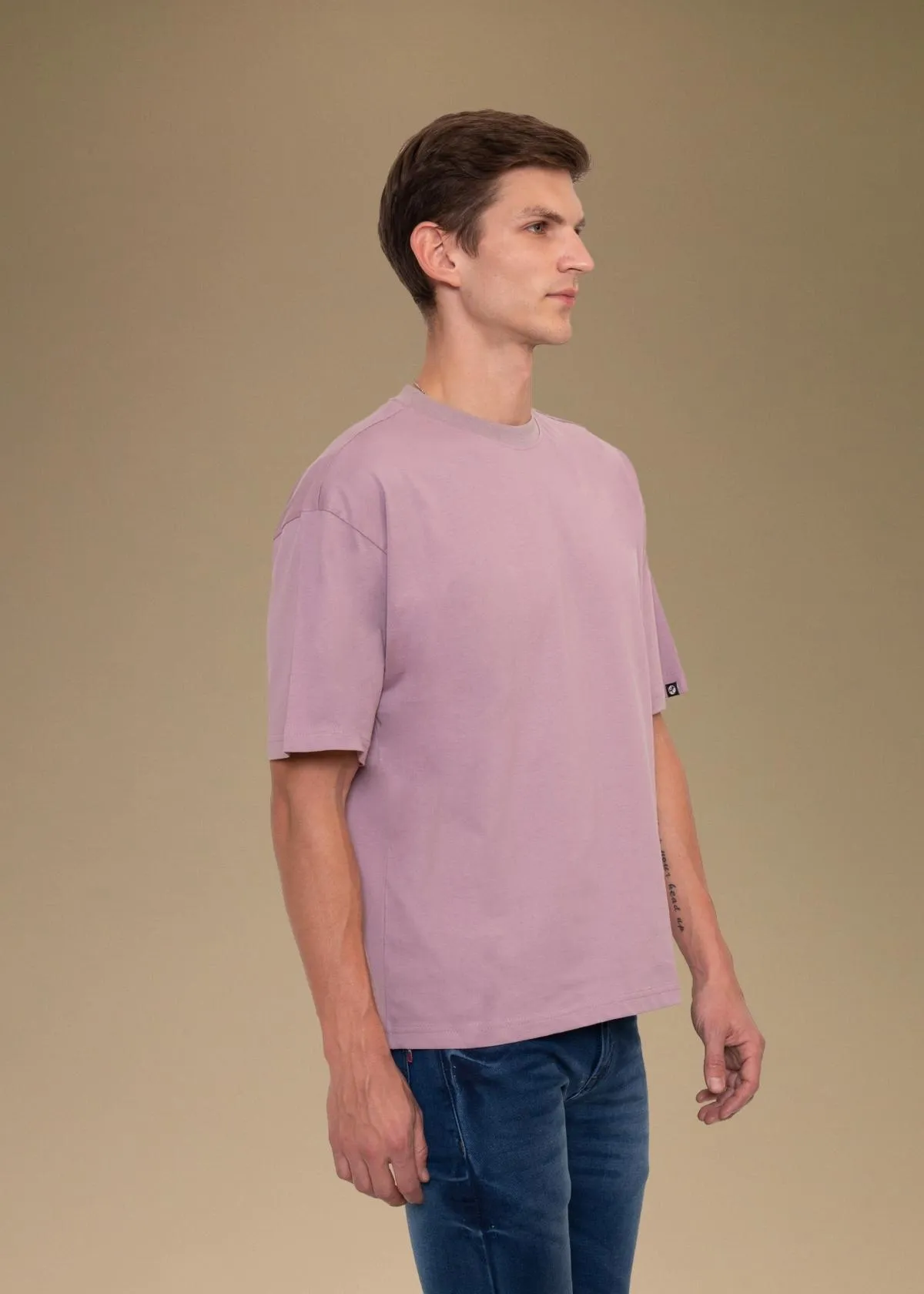 Solid Men Oversized T-Shirt - Lilac