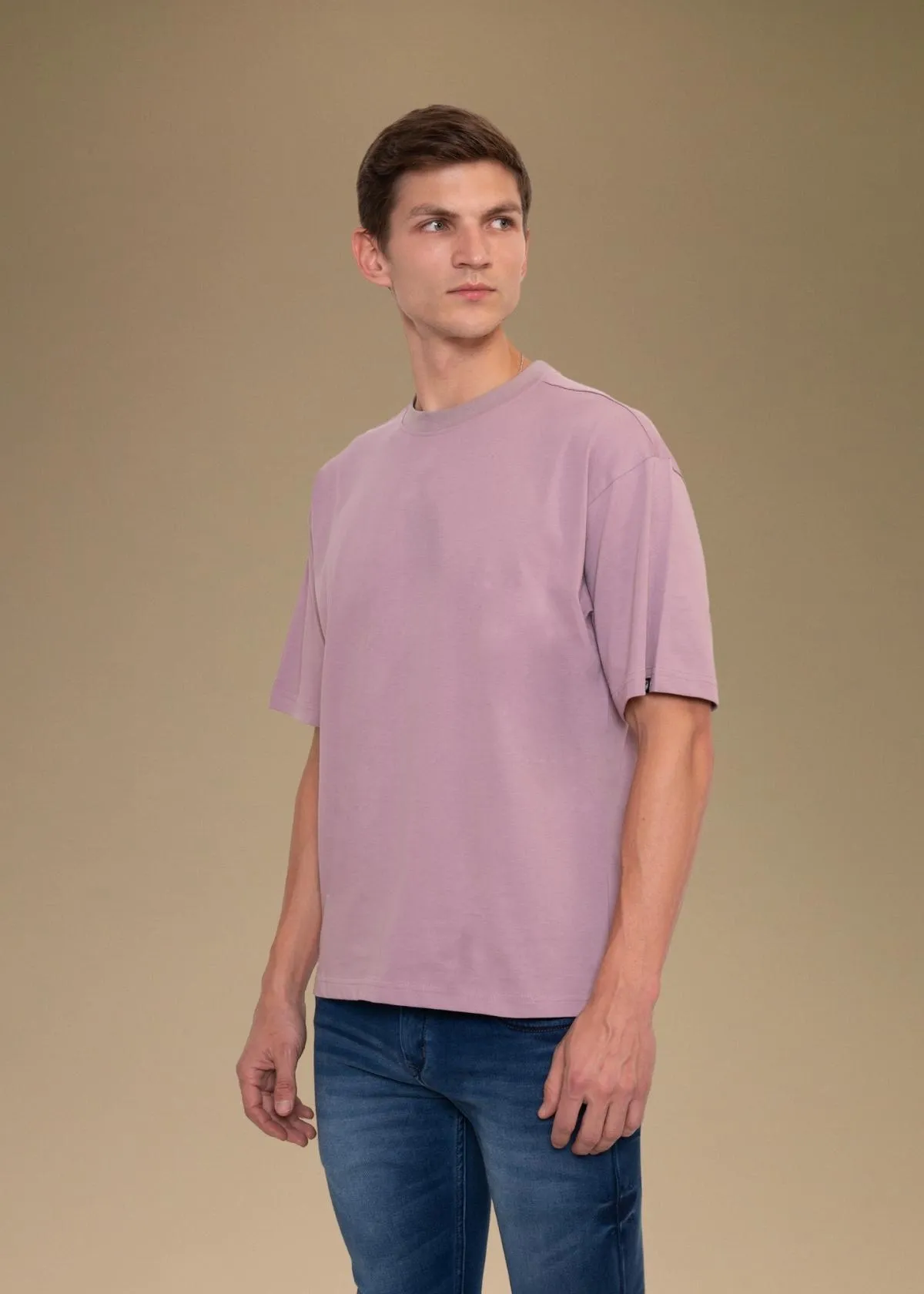 Solid Men Oversized T-Shirt - Lilac