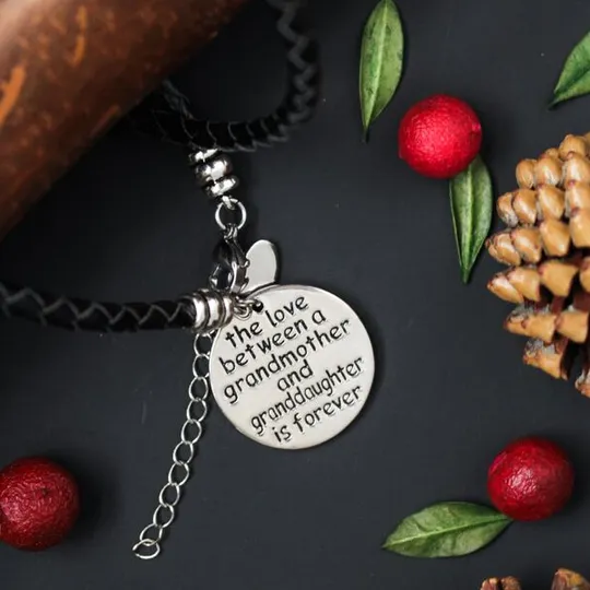 The Love Between a Grandmother and Granddaughter is Forever - Hand Stamped Bracelet