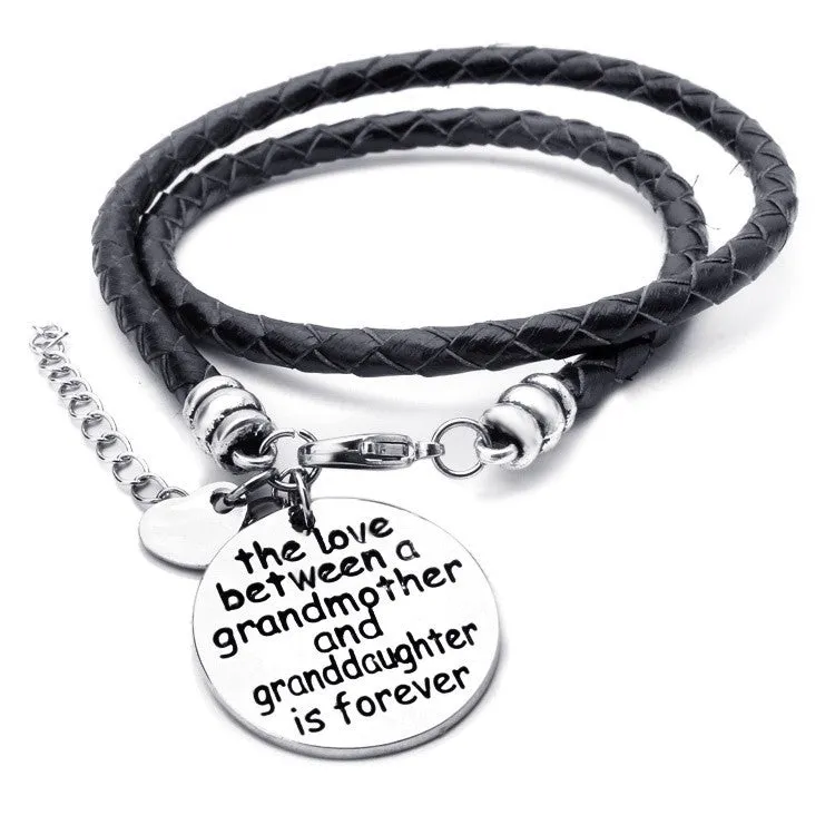 The Love Between a Grandmother and Granddaughter is Forever - Hand Stamped Bracelet