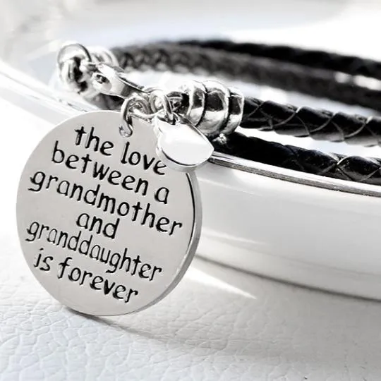 The Love Between a Grandmother and Granddaughter is Forever - Hand Stamped Bracelet