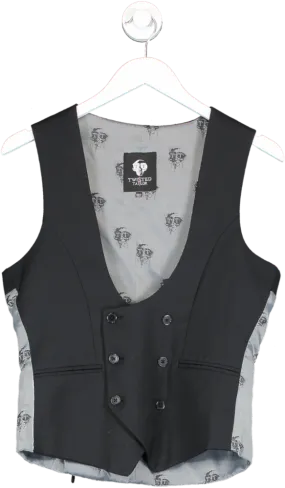 Twisted Tailor Black Skinny Fit Dinner Waistcoat UK 36" CHEST