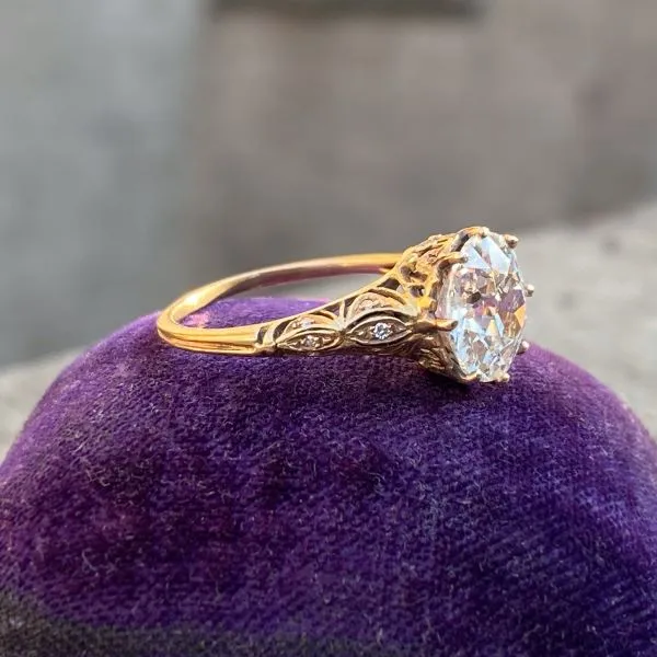 Vintage Filigree Engagement Ring, Old Euro 2.63ct.