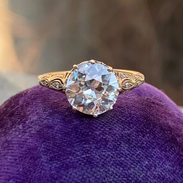 Vintage Filigree Engagement Ring, Old Euro 2.63ct.