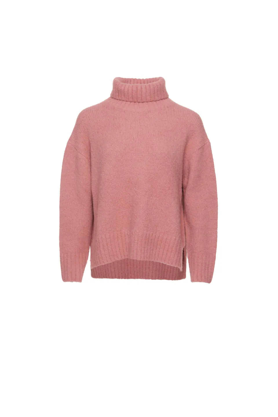 Zealous Old Rose Chunky Drop Shoulder Roll Neck Knit